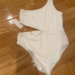 NWT Stella Cove White Girls One-Shoulder Cutout One-Piece